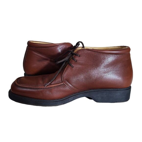 Magnanni Men\'s size 9 Brown Leather Moc Toe Lace Up Chukka Dress Shoes